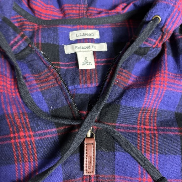 L.L. Bean Women's S Plaid Zip Up Flannel Hoodie Relaxed Fit Shirt Jacket - Picture 4 of 13